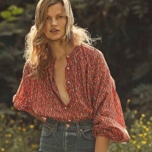 Doen Orange Patterned Blouse